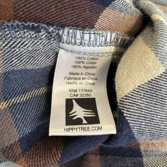 HIPPY TREE - Surf&Stone Flannel Long Sleeve Shirt, Blue Check, Mens Large Button - Picture 5 of 9